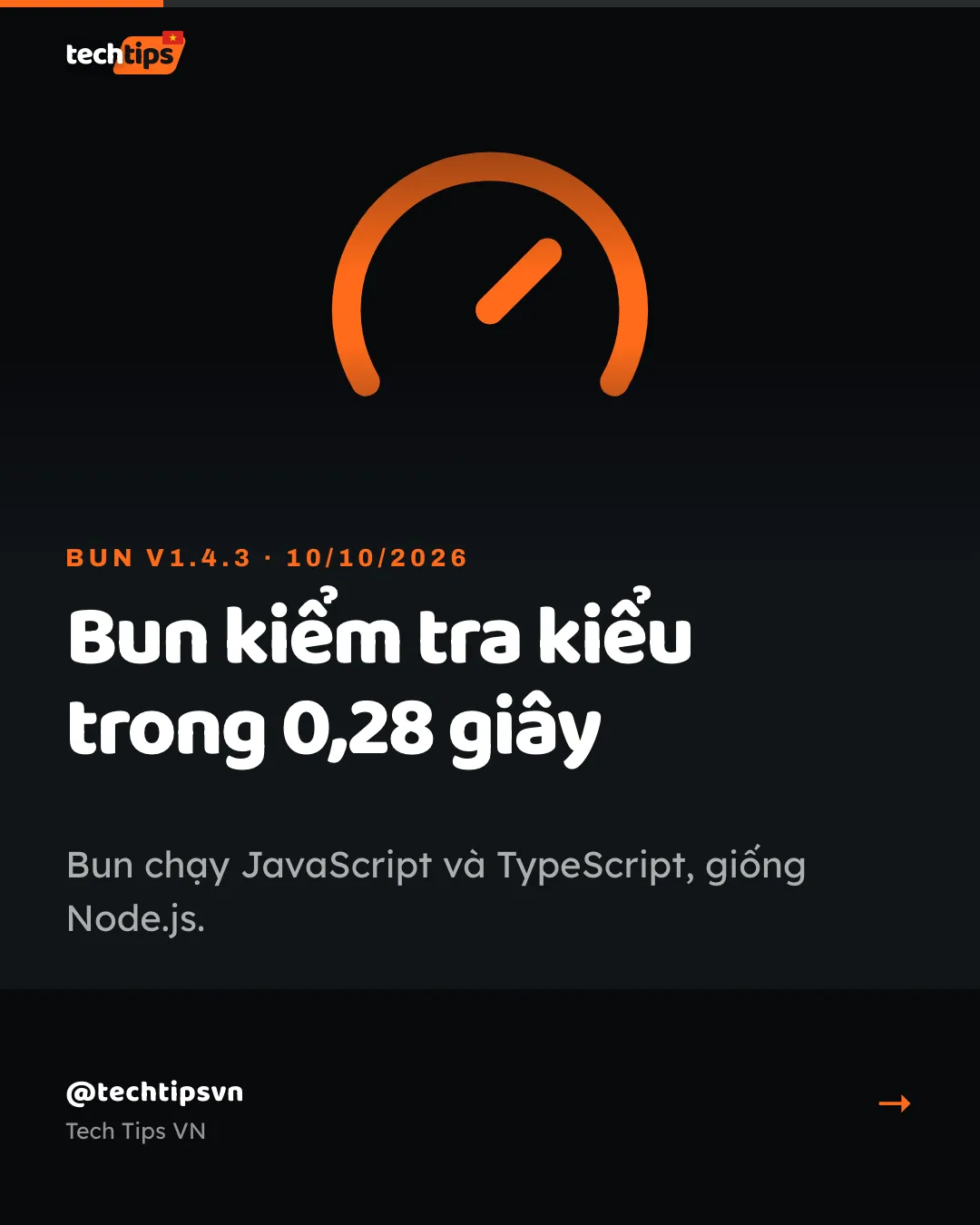 Slide bìa: Lệnh mới của Bun kiểm tra kiểu TypeScript trong 0,28 giây