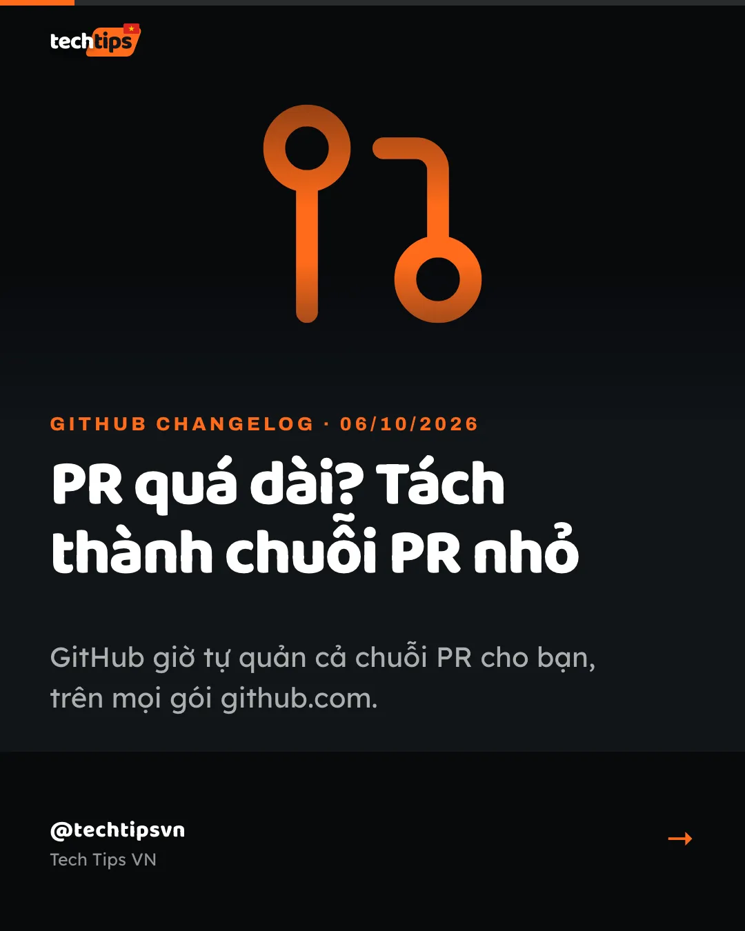 Slide bìa: Stacked PR trên GitHub: tách một PR lớn thành chuỗi PR nhỏ bằng gh stack